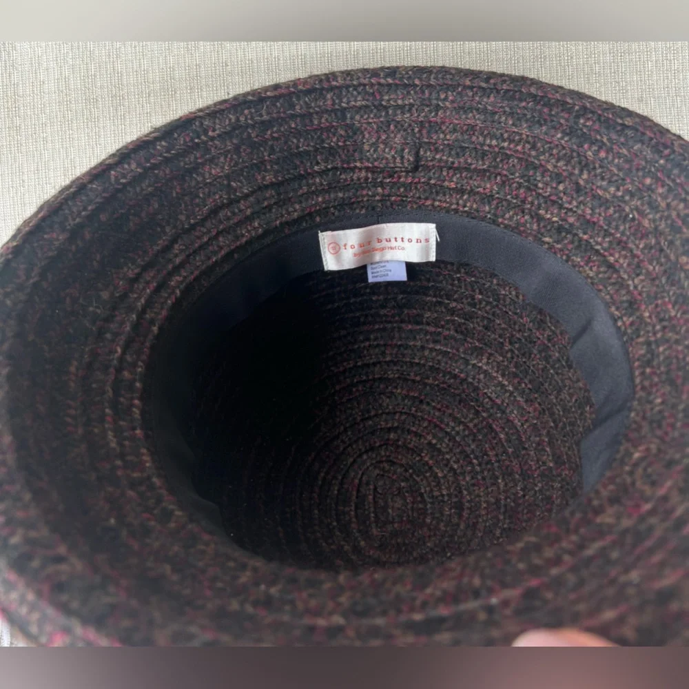 NWOT San Diego Hat Company Textured Hat in Black with Burgundy/Brown Fleck